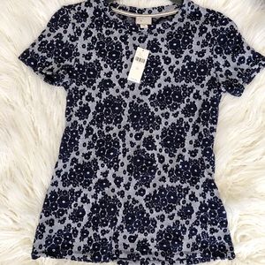 Anthropologie Blue and White Floral Stretchy Top